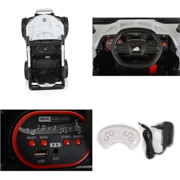 Moni Elektro-Kinderauto Buggy UTV 5588, Belastbarkeit 30 kg, Fernbedienung MP3 Gurt 2 Motoren Lichter – Bild 5