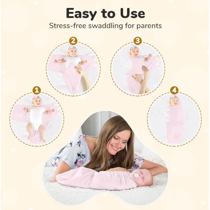 Mama Cheetah Wickeltasche, Bio-Wickeldecke und Pucksack für Neugeborene, rosa, für Jungen und Mädchen, 0-3 Monate – Bild 4