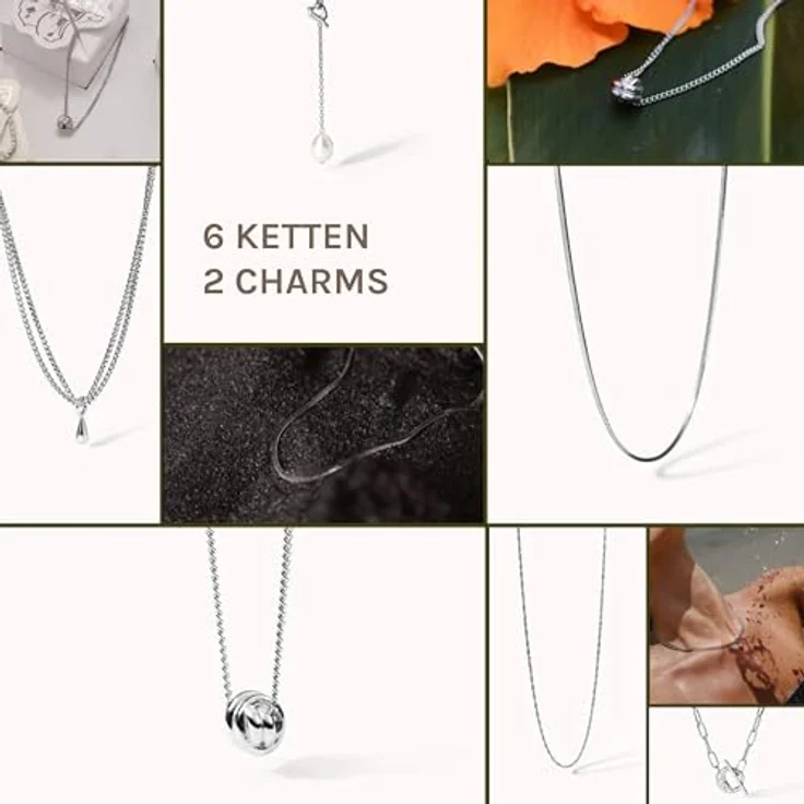 Purelei Damen Schmuckset Elemente Silber Onesize - Mit 6 Ketten, 8 Ohrringen, 4 Ringen, 4 Armbändern, 2 Charms und 1 Fußkettchen – Bild 10