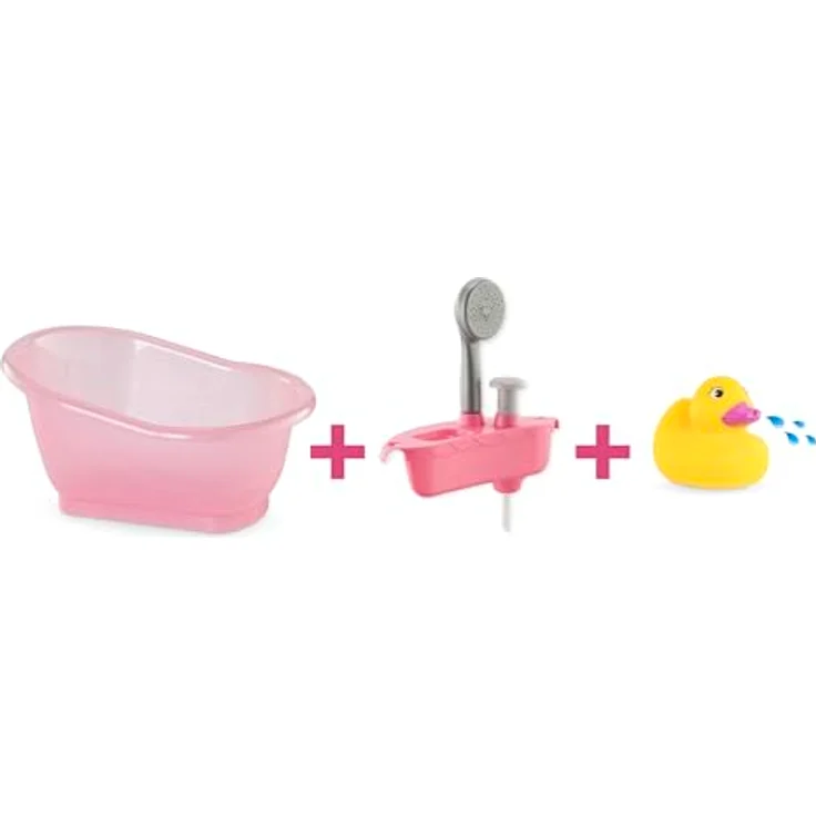 Corolle Mon Grand Poupon Badewanne, mit Pumpfunktion und Badeente, geeignet für 30-36 cm Puppen, 32,5 cm, für Kinder ab 3 Jahren – Bild 3
