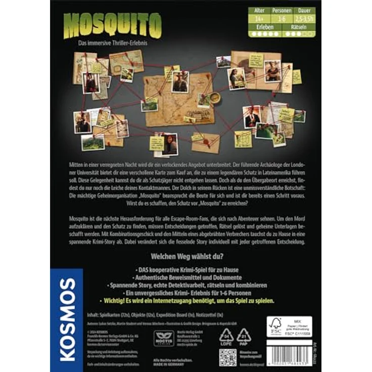 Kosmos 684433 Masters of Crime - Mosquito, Krimi Spiel für 1-6 Spieler ab 14 Jahren, Escape Game für Erwachsene – Bild 2