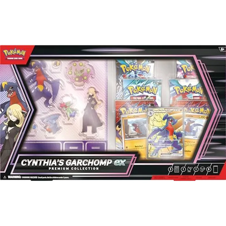 The Pokemon Company Pokémon Cynthia's Garchomp ex Premium Collection, Sammelkarten mit holografischer Promokarte und starken Attacken