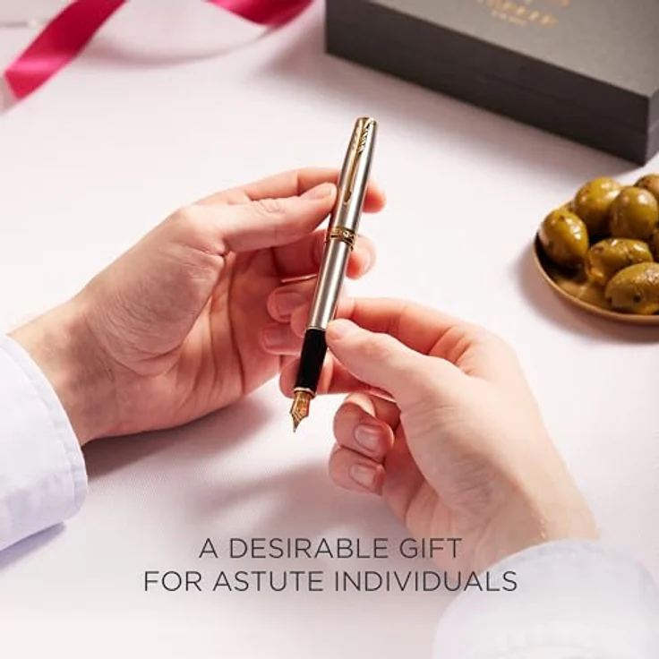 Parker Pen SONNET Füllfederhalter mit grauem Lack und goldener PVD-Beschichtung, luxuriöses Design – Bild 6