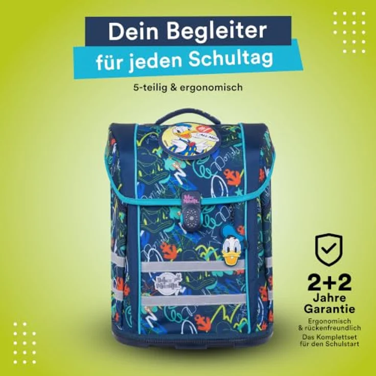 McNeill Schulranzen Perfecto (5-tlg), Polyester, mit reflektierendem Magnetschloss, höhenverstellbaren Gurten, 22 l Volumen – Bild 2