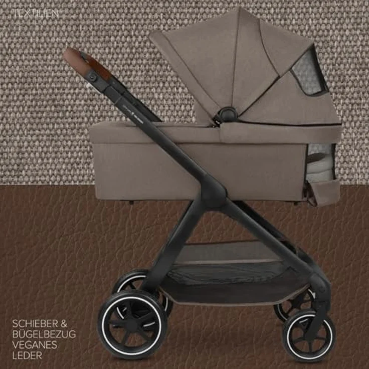 ABC City Life 2in1 Kombikinderwagen Set mit Tragewanne, kompakt für die Stadt, robuste Reifen, verstellbarer Sitz, Farbe: Nature – Bild 2