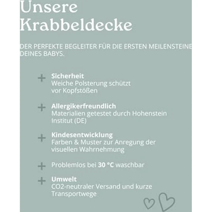ULLENBOOM Krabbeldecke 140x140 cm, gepolstert aus OEKO-TEX Baumwolle, Made in EU, ideal für Geschwister, maschinenwaschbar, robuste Spielmatte – Bild 4