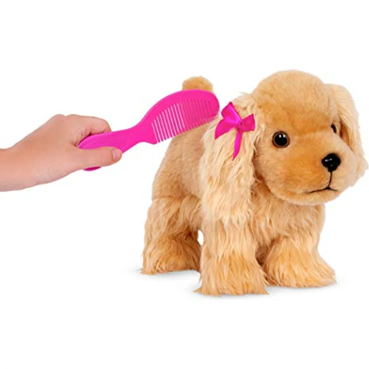 Pucci Pups Cocker Spaniel Kuscheltier Hund in Handtasche mit Zubehör – Plüschtier Welpe in Herzchenmuster Tasche – Spielzeug für Kinder ab 2 Jahre – Bild 3