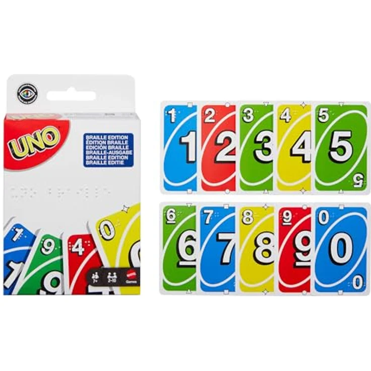Mattel Games UNO Braille Kartenspiel, inkl. 112 Karten mit Brailleschrift für blinde Spieler, für 2-10 Spieler ab 7 Jahren – Bild 5