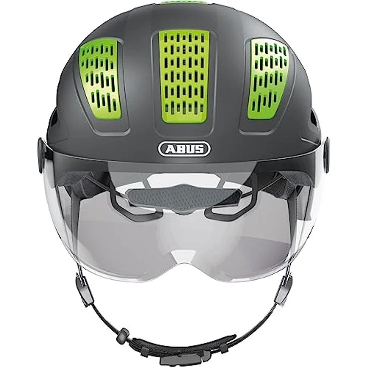 ABUS Stadthelm Hyban 2.0 ACE - Fahrradhelm mit Visier, Licht und ABS-Hartschale - für Damen und Herren - Grau (titan), Größe M​ – Bild 2