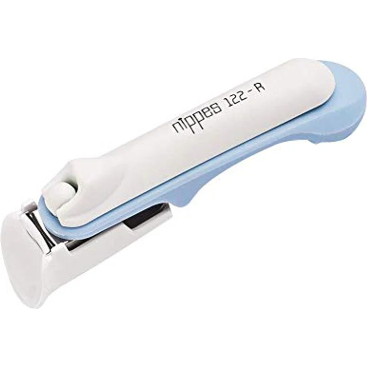 nippes Solingen Baby Nagelknipser | Blau/Weiß, 8 cm Lang | Nagelknipser Baby | Mit abgerundeter Schnittfläche für die einfache Nagelpflege fürs Baby & Neugeborene | Made in Germany – Bild 1