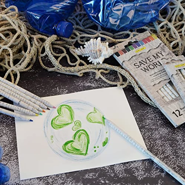 ONLINE 12x Buntstifte Set aus recyceltem Zeitungspapier I umweltfreundliche Malstifte I Stifte-Set zum Zeichnen, Malen, Skizzieren, Schreiben I für Kinder, Schule, Erwachsene – Bild 5