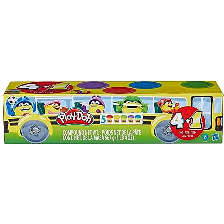 Play-Doh Schulbus 5er-Pack, 112g-Dosen, kreatives Spielzeug für Kinder ab 2 Jahren