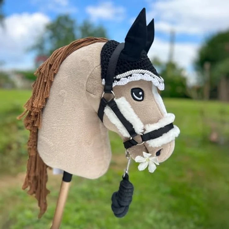 Hobby Horse Land Perlino A3 – Steckenpferd mit Trense, Set Schwarz, langlebige Materialien, geprüft nach EU-Sicherheitsnormen – Bild 4
