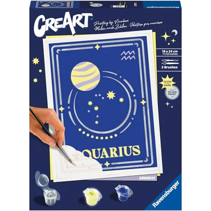 Ravensburger CreArt - Malen nach Zahlen 23738 - Sternzeichen Wassermann - Malen nach Zahlen Erwachsene - ab 14 Jahren – Bild 1