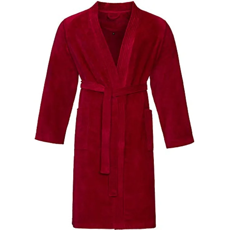 Vossen Unisex Bademantel Kimono Dallas, 100% Baumwolle, rubin, Weiß, 3900