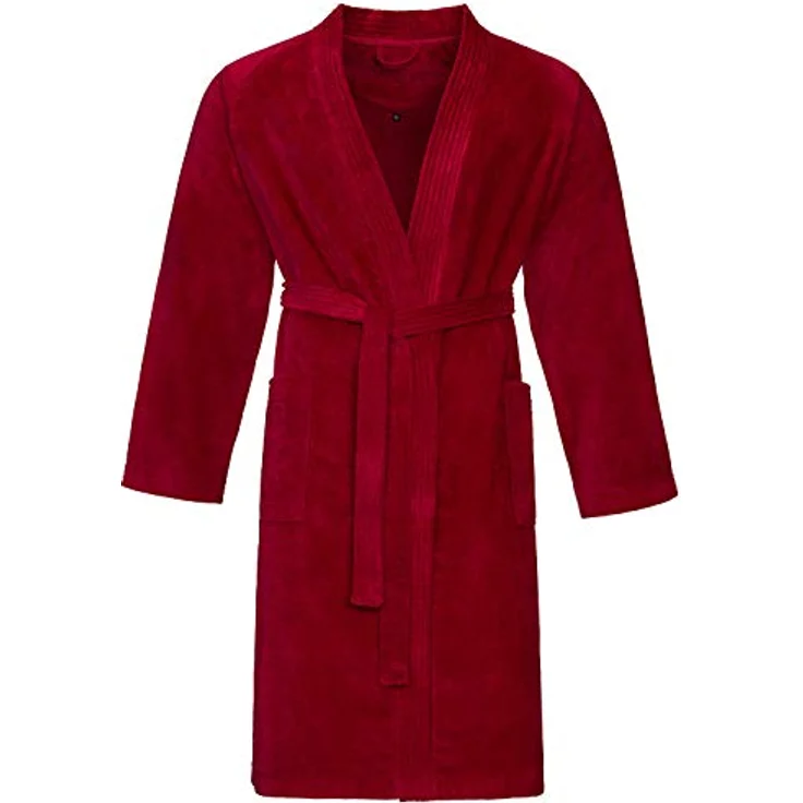 Vossen Bademantel Dallas, unisex Kimono aus 100% Baumwolle, rubinrot, klassischer Schnitt – Bild 1