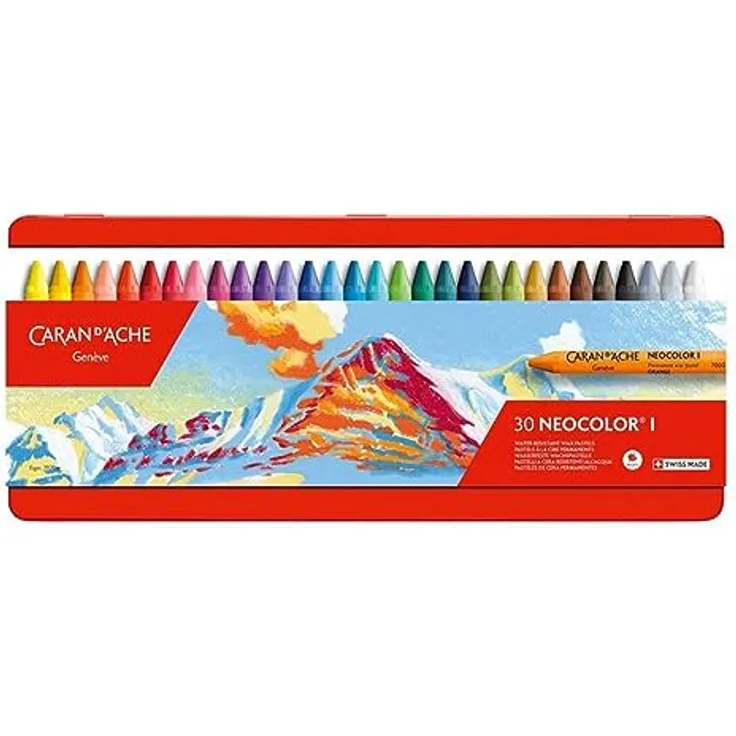 Caran d'Ache 7000.33 Metalldose mit 30 verschiedenen Farben, Wasserfeste Künstlerstifte mit hoher Pigmentkonzentration