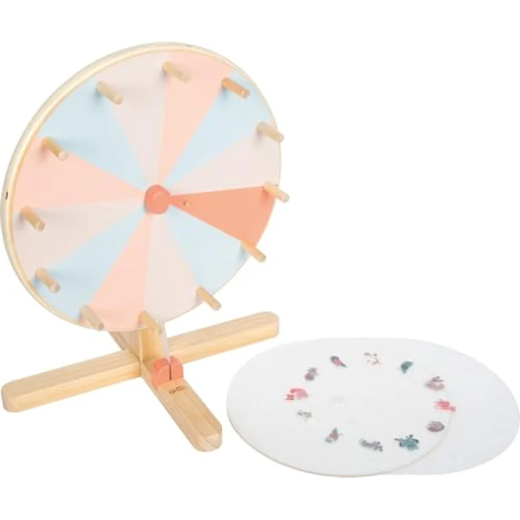 small foot Glücksrad-Gartenfreunde, Holzspielzeug mit beschreibbarer Acrylglasscheibe und austauschbaren Folienscheiben für Kindergeburtstage und Familienfeste – Bild 6