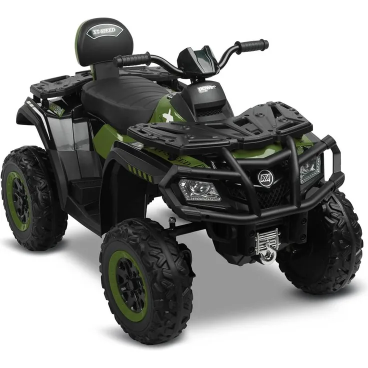 TOYZ Rush Quad, Akkubetriebener Kinderfahrzeug mit 4-Rad-Antrieb, FM-Radio und LED-Beleuchtung, Armeegrün, für 3-8 Jahre