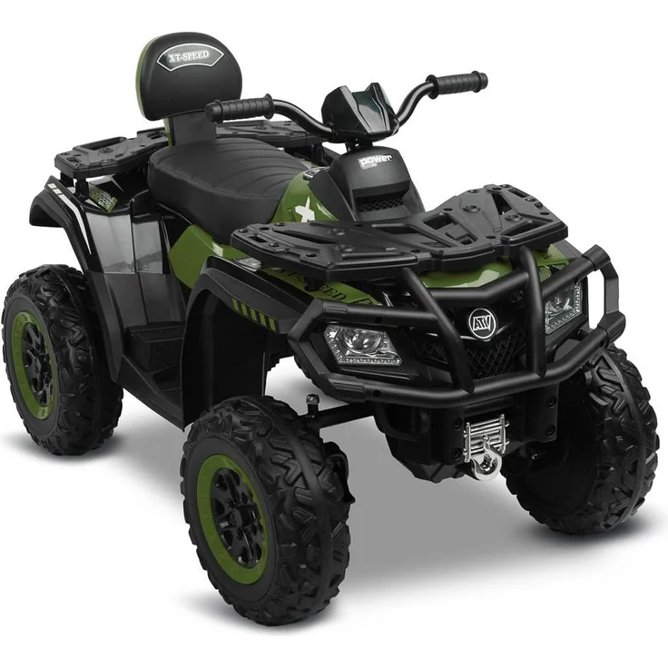TOYZ Rush Quad, Akkubetriebener Kinderfahrzeug mit 4-Rad-Antrieb, FM-Radio und LED-Beleuchtung, Armeegrün, für 3-8 Jahre