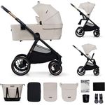Kinderkraft Kombi-Kinderwagen NEA 2.0, 2 in 1 bis 22 kg mit Babywanne, umsetzbarem Sportsitz, Teleskopschieber, Soft Beige, inkl. Zubehörset und Gratis Mobilitätsgarantie