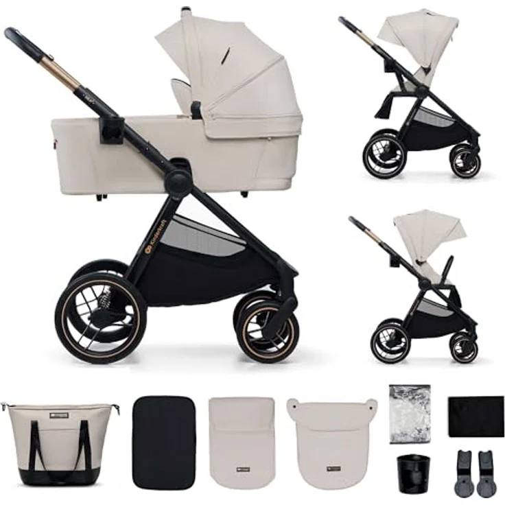 Kinderkraft Kombi-Kinderwagen NEA 2.0, 2 in 1 bis 22 kg mit Babywanne, umsetzbarem Sportsitz, Teleskopschieber, Soft Beige, inkl. Zubehörset und Gratis Mobilitätsgarantie – Bild 1