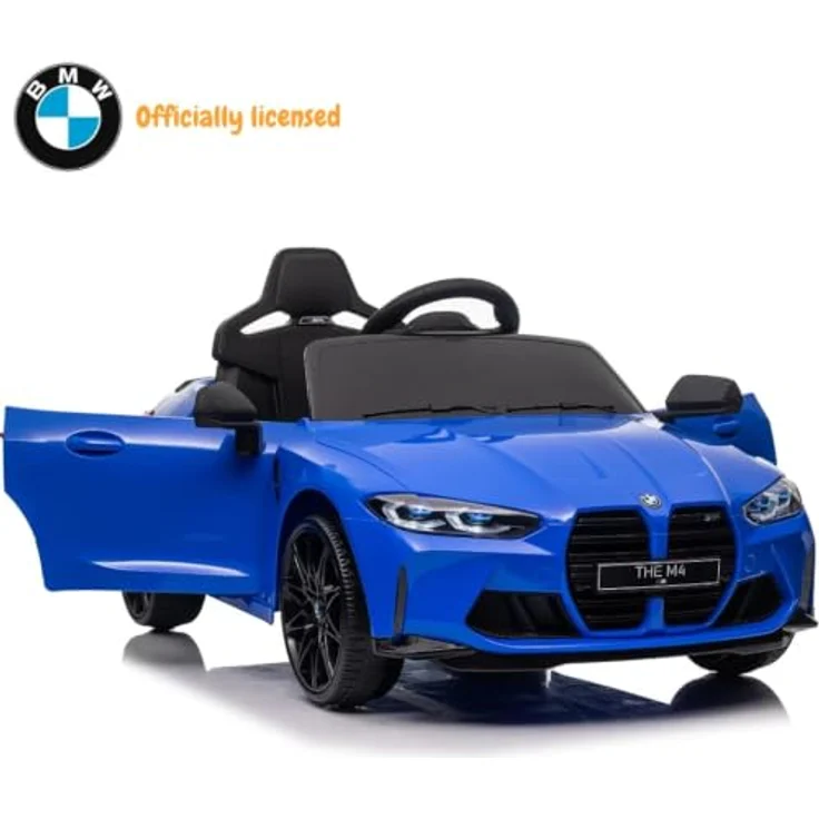 Vrooomy Kinder Elektroauto BMW M4 Competition, 12V mit Fernbedienung, Blau, für 1 bis 5 Jahre, Sicherheitsgurt, MP3-Player, EVA-Gummireifen – Bild 2