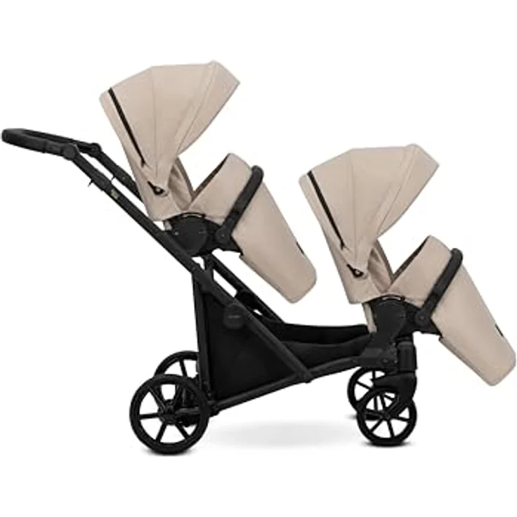 Kunert BRAV DUO Zwillingskinderwagen 2 in 1, Aluminiumrahmen (creme/schwarzes Gestell), mit Zubehör und ergonomischem Design, verstellbaren Sitzen und Sicherheitsmerkmalen – Bild 2