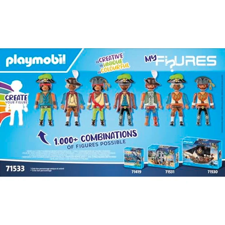 PLAYMOBIL Pirates 71533 MyFigures: Piraten, kreatives Zusammenstellen eigener Piratenfiguren, inklusive Schatzkarte und Ansteckern für den Piratenhut, detailreiches Spielzeug für Kinder ab 5 Jahren – Bild 5