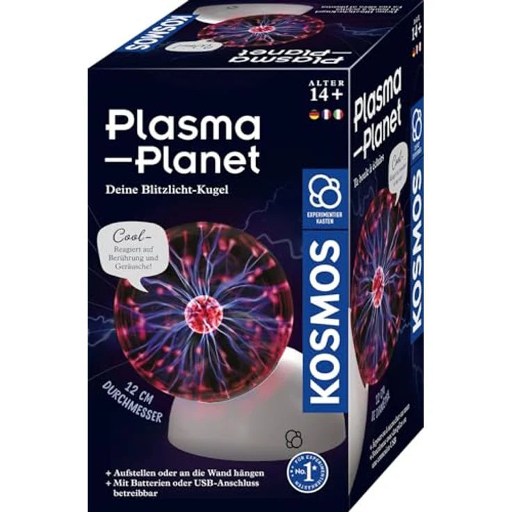 Kosmos Plasma Planet, 12 cm Plasmakugel mit Sound-Sensor, Experimentierkasten für Kinder ab 8 Jahre - Rötlich-violette Lichtblitze, reagiert auf Geräusche – Bild 1