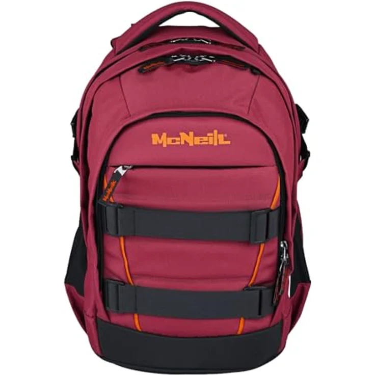 McNeill Schulranzen Luca 2.0, 2-tlg. Set in bordeaux-orange mit 3 Hauptfächern und ergonomischem Rückensystem, 28 l Volumen – Bild 2