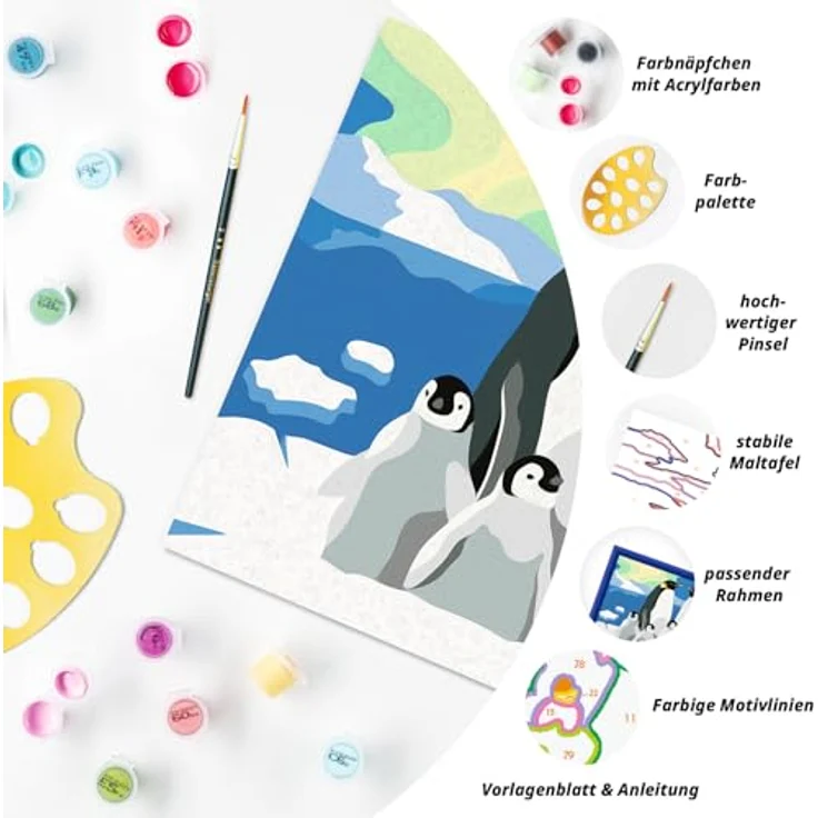 Ravensburger Malen nach Zahlen CreArt Pinguin-Familie, 15 Acrylfarben, Made in Europe – Bild 5