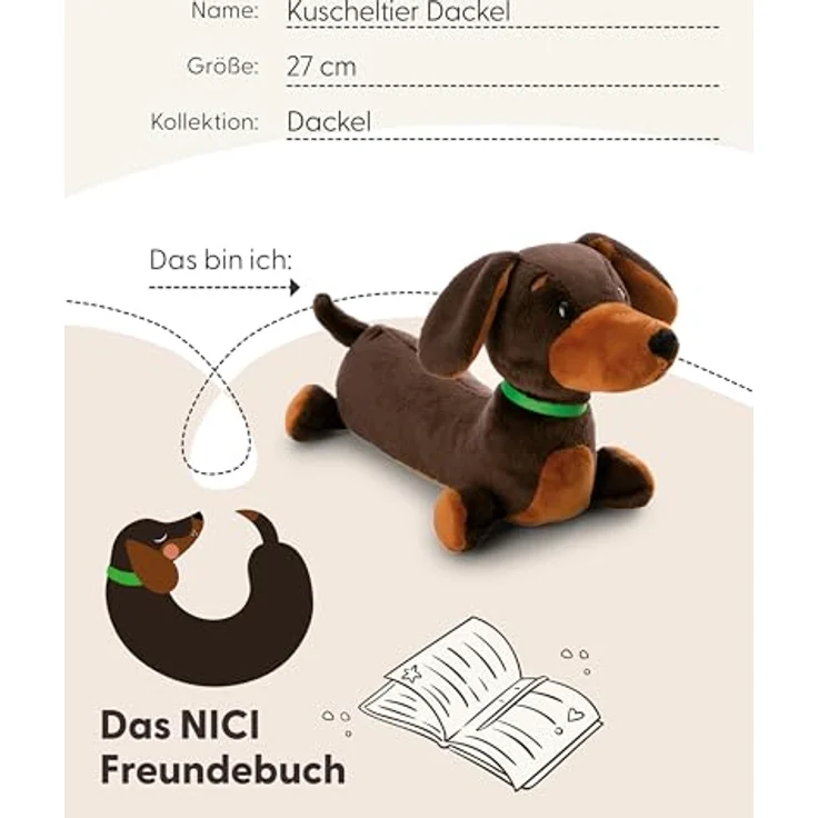 NICI Kuscheltier Dackel 27cm, braun - Weiches Plüschtier mit treuem Blick, ideal zum Kuscheln und Spielen, perfektes Geschenk für Kinder und Erwachsene - 61897 – Bild 5