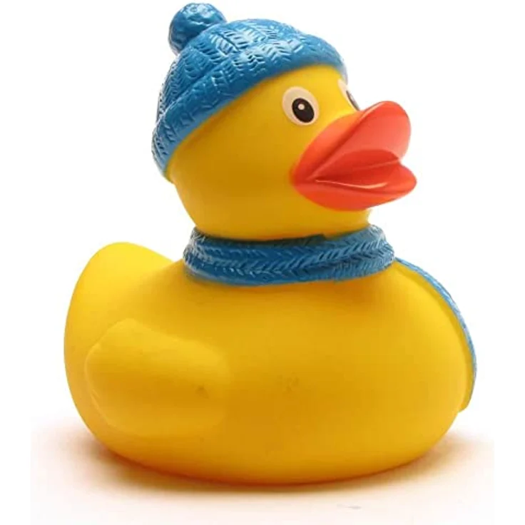 Duckshop Badeente - personalisierbar (Winter Ente), Schwimmendes Badewannenspielzeug mit Quietscheloch, max. 10 Zeichen Wunschtext – Bild 3