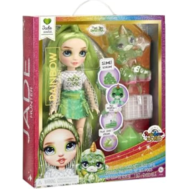 Rainbow High Anziehpuppe Classic Rainbow Fashion Doll- Jade (green), mit funkelndem, glänzendem Haustier und magischem Glitzerschleim - Preisvergleich – Bild 4