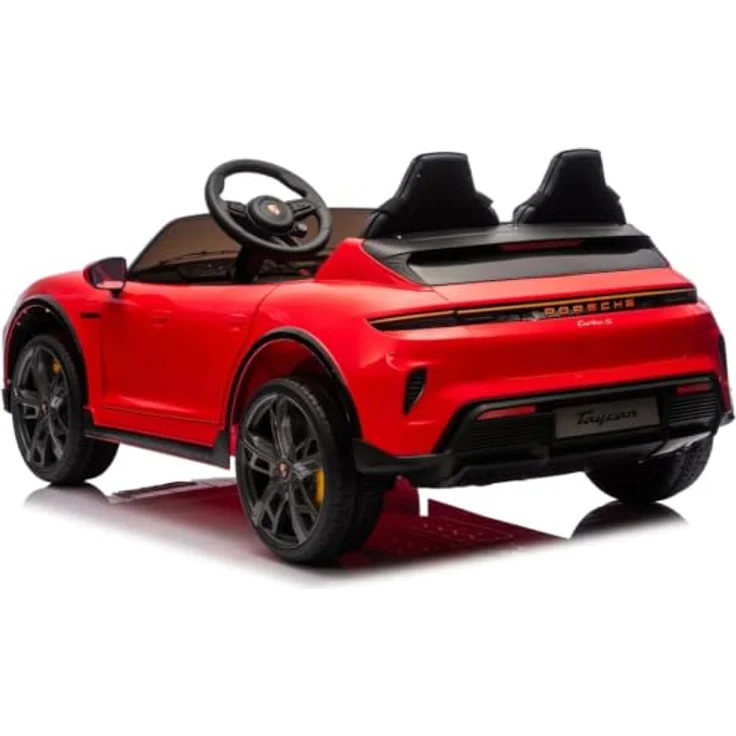 Vrooomy Porsche Taycan Turbo S Elektro Kinderauto, 24V, 2-Sitzer, rot, MP3-Player, sanfter Anlauf, LED-Scheinwerfer – Bild 2