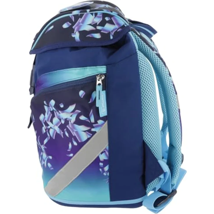 Herlitz Grundschulrucksack SoftLight Plus, Greenline Blue Ice, ergonomisch, 18 Liter, befüllt mit 16-teiligem Etui, Sportbeutel und Brotdose – Bild 3