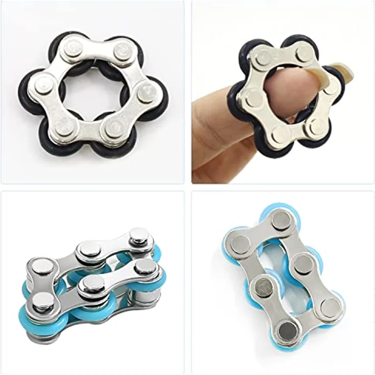 4 Stück Flippy Chain Game Set, Mit 2 Stück Sechs Roller Ketten, Fidget Game For Stress Relief Iron Ring Keychain, Bike Chain Game, Suitable For Adults And Children. – Bild 6