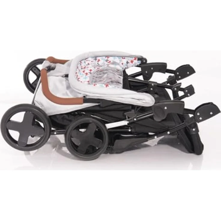 Lorelli Zwillingswagen TWIN, Kinderwagen mit Wickeltasche, schwarz – Bild 3