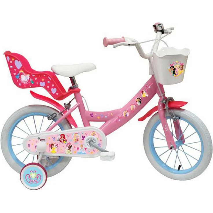 Disney Kinderfahrrad Princess, 1 Gang, 14 Zoll, pink, für Kinder mit Körpergröße 100 - 115 cm, mit Puppensitz – Bild 1