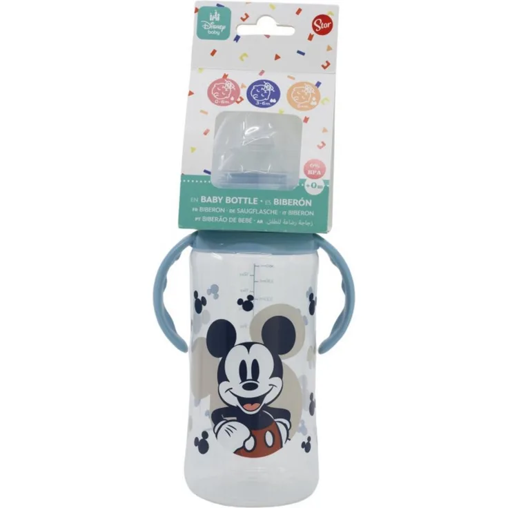 Disney Mickey Mouse Babyflasche 360 ml, Silikon-Sauger mit 3 Positionen und Anti-Kolik-System
