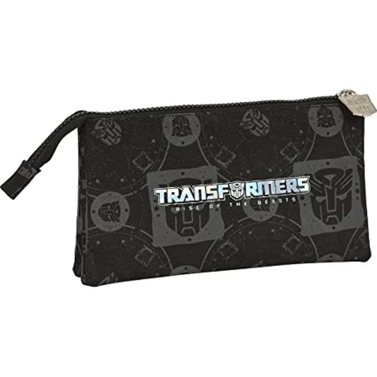 Transformers Dreifaches Mehrzweck-Etui Schwarz 22 x 12 x 3 cm, Polyester 300D, 3 Fächer, Innentasche, Reißverschluss – Bild 2