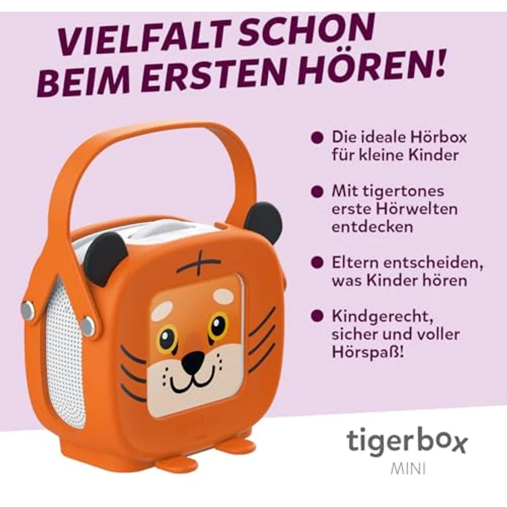 tigermedia tigerbox MINI - Tiggi Tiger, Hörspielbox für kleine Kinder mit 2 Wochen tigertones Zugang, Offline-Modus, Lautstärkebegrenzung und Kopfhöreranschluss, kompatibel mit tigercards – Bild 3