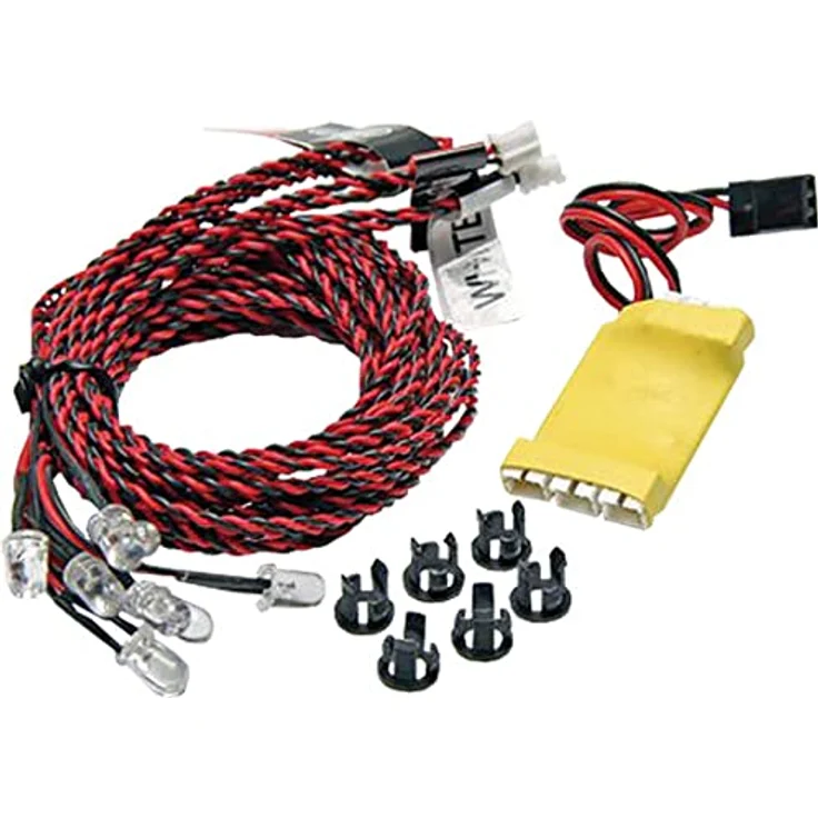 Pichler C6857 Standard Beleuchtungssystem (L x B x H) 34 x 26 x 12 mm 1 Set, 7 leistungsstarke LEDs, für Flugmodelle, Helicopter und Multicopter, ideal für 4-6 Volt (z.B an einem freien Empfängersteckplatz einstecken), von Pichler – Bild 1