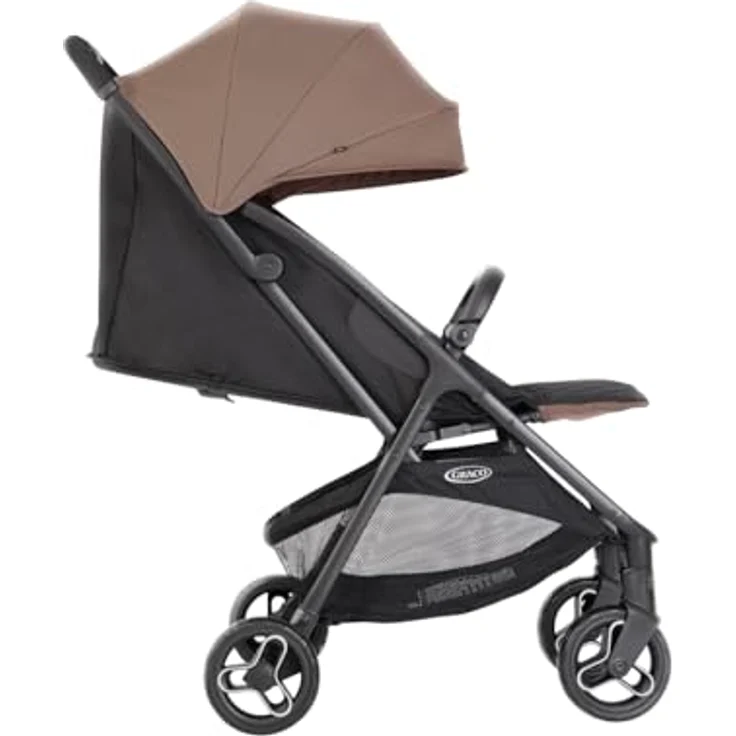 Graco Myavo™ Reisebuggy, ab Geburt bis 4 Jahre, leicht, schnell zusammenklappbar, freistehend zusammengeklappt, großer Staukorb, inkl. Regenverdeck, braun, Fossil – Bild 4