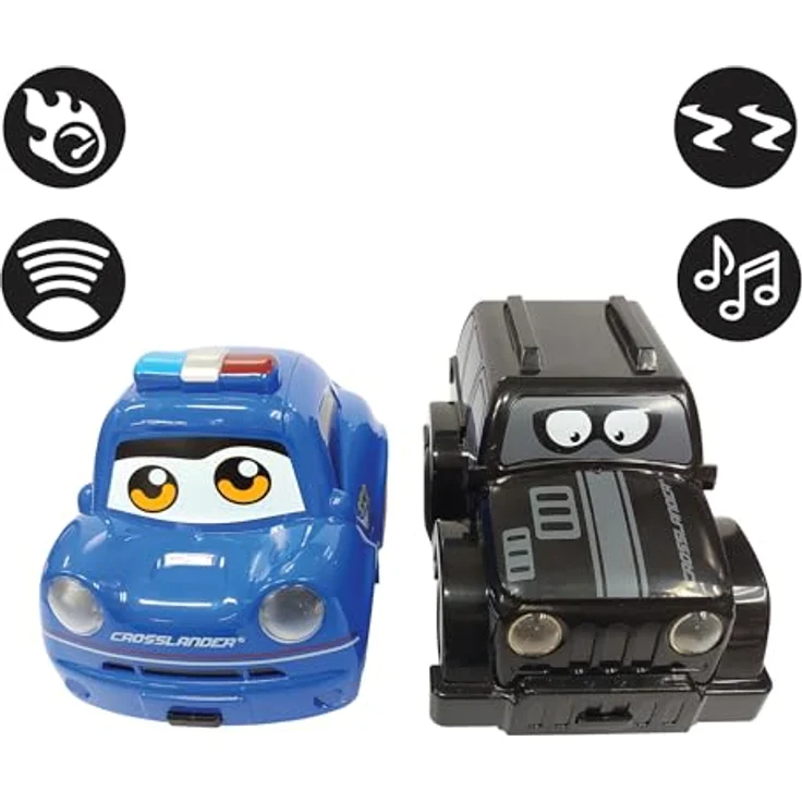 Lexibook Crosslander Twin - Police Car and Thief Car Set (RC12), ferngesteuerte Spielzeugautos mit Lenkrad-Fernbedienung und integrierten Soundeffekten, bis zu 12 km/h – Bild 2