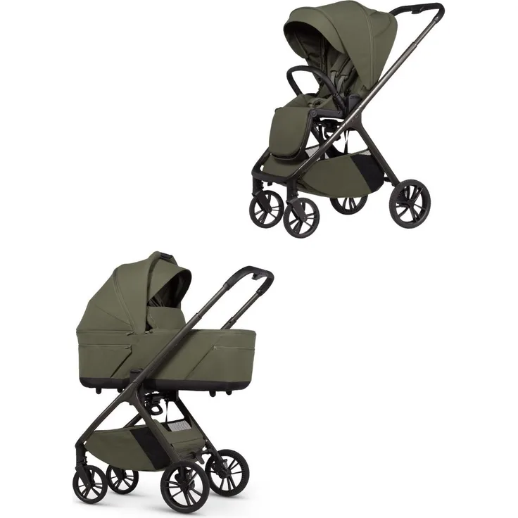 Venicci Tila Kombikinderwagen / 2in1, ultra-kompakt mit Up2Go-System und DreamAir 360°-Belüftung, Olive
