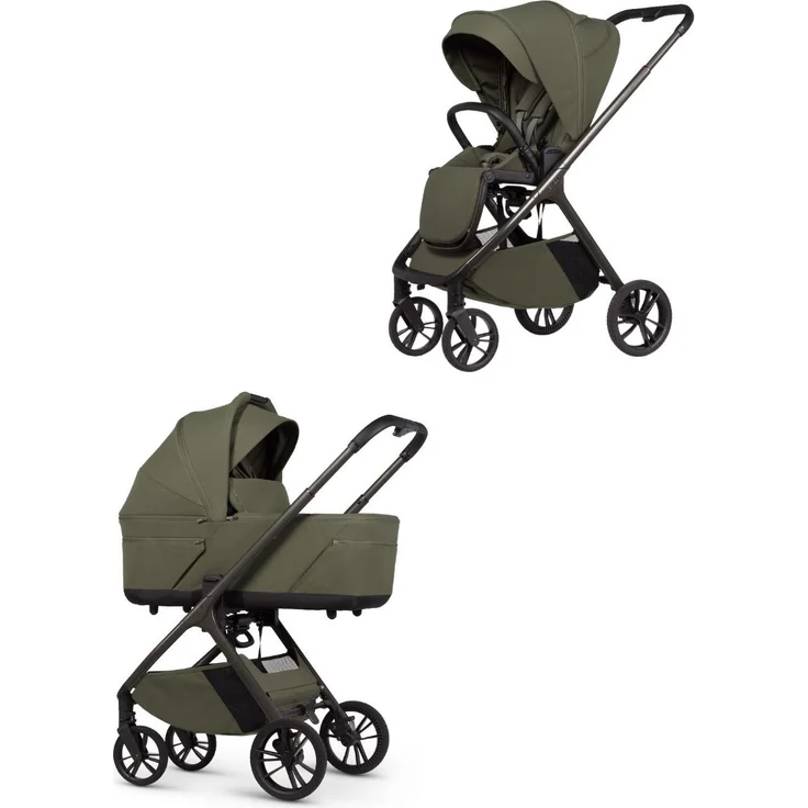 Venicci Tila Kombikinderwagen / 2in1, ultra-kompakt mit Up2Go-System und DreamAir 360°-Belüftung, Olive