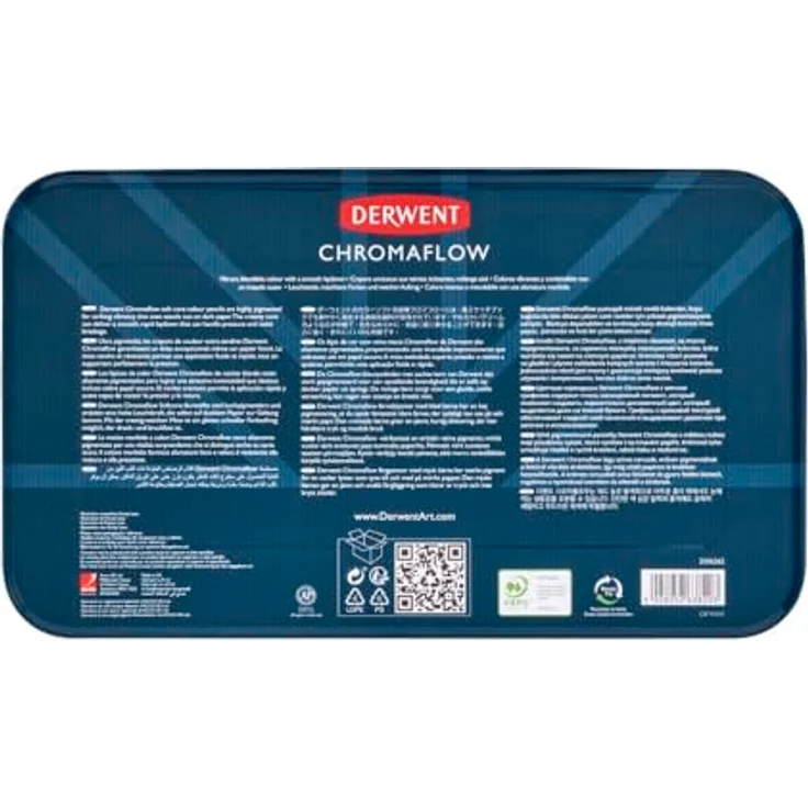 Derwent Chromaflow Buntstifte, 100 Stück in Dose, 3,5 mm runder Kern, Premium-Kernstärke, mischbar mit glatter Textur, professionelle Qualität - Derwent Chromaflow Buntstifte, 100er Set in Metalldose, lebendige Farben, bruchfest & ideal zum Malen, Zeichnen & Schichten, 2306062 – Bild 3
