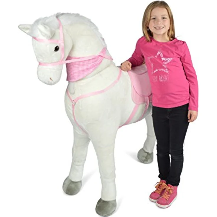 Pink Papaya Giant XXL Kinder Spielpferd zum Reiten Luna 125 cm | Plüschpferd | Fast lebensgroßes Pferd zum Reiten für Kinder | Stehpferd bis 100kg belastbar mit Sounds – Bild 2